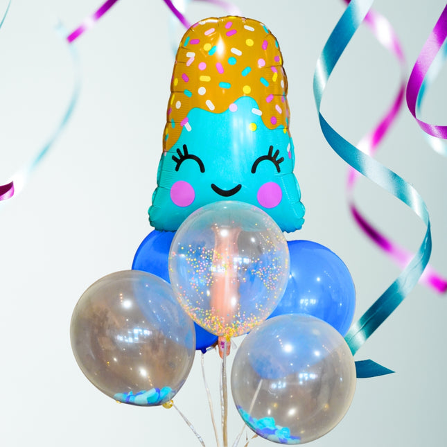 Ice cream Balloon Bouquet - Blue | باقة بالونات الآيس كريم – أزرق