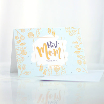 'Best Mom' Greeting Card blue design