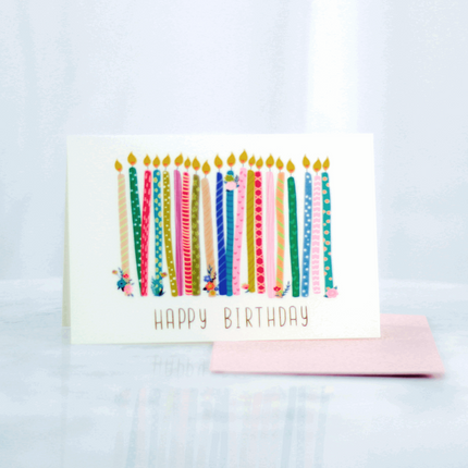 happy birthday greeting cards with candle design 