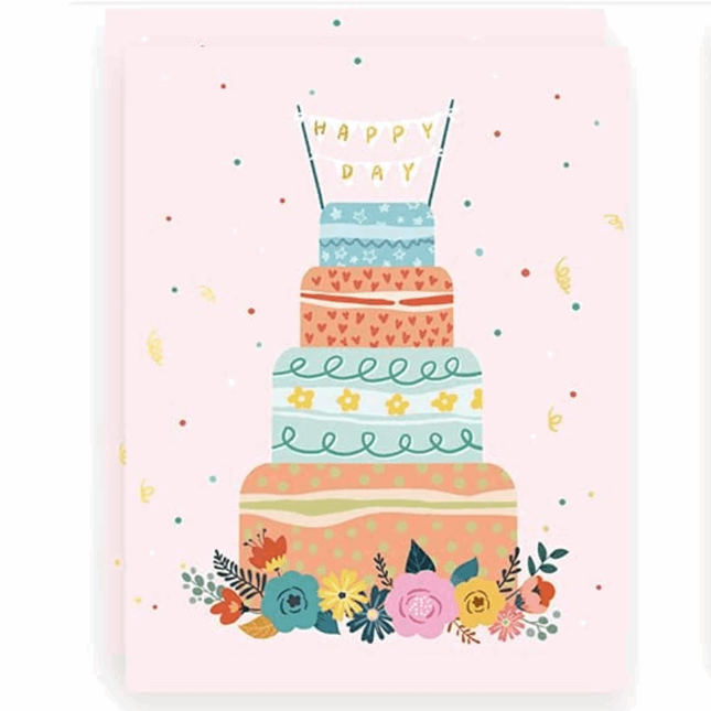 birthday greeting cards with cake design blue background