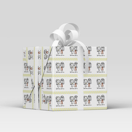 wedding wrapping paper white with arabic text, gift mockup