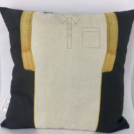 Bisht Pillow with black traditional Bisht design | مخدة البشت - By Fatma