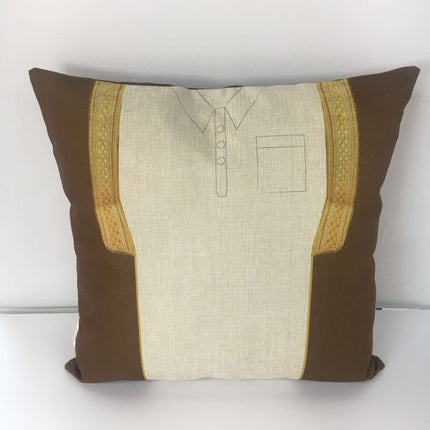 Bisht Pillow with brown traditional Bisht design | مخدة البشت - By Fatma