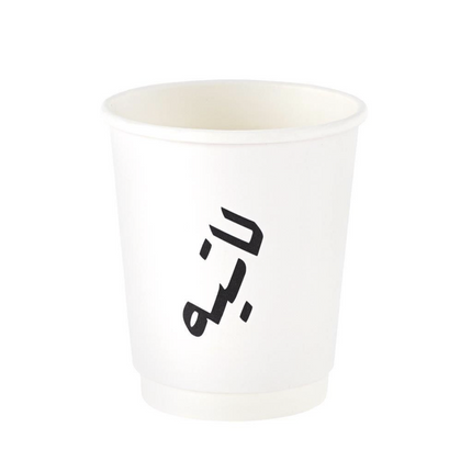 latte written in arabic on white cup