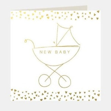 greeting card with kids trolley design gold 
