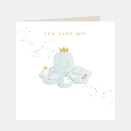 greeting card design with octopus design in white background