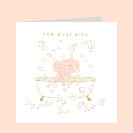 New Baby Girl Elephant Card | بطاقة تهنئة بالمولودة - By Fatma