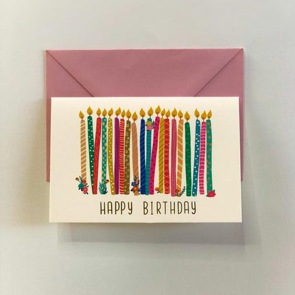 happy birthday greeting cards with candle design on white background